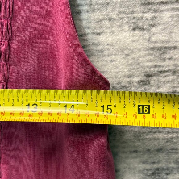 Lucky Brand Burgundy Sleeveless Smocked V-Neck Tank Top | Size S/P - Picture 5 of 6